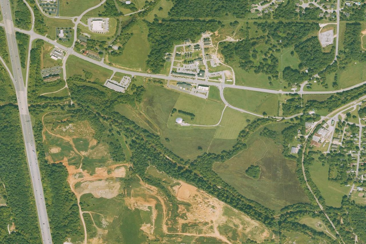 Natural-color aerial view around Johnson, Arkansas