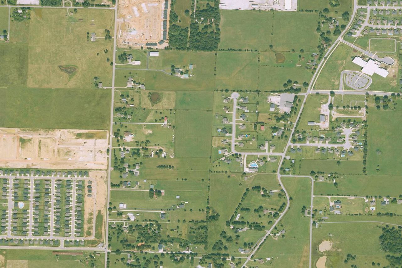 Natural-color aerial view around Tontitown, Arkansas